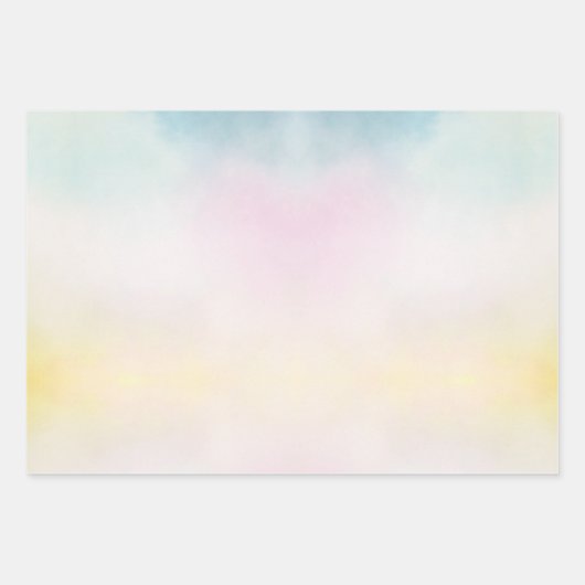 アクアピンクイエロー絞り染めピースサイン(ハート付) ラッピングペーパーシート (正面2)