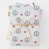 アクアピンクイエロー絞り染めピースサイン(ハート付) ラッピングペーパーシート (インサイチュ)