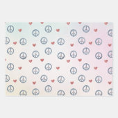 アクアピンクイエロー絞り染めピースサイン(ハート付) ラッピングペーパーシート (正面)