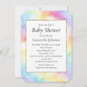 アクアピンクイエロー絞り染めベビーシャワー 招待状 (正面)