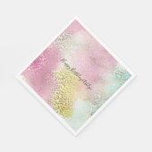 アクアピンクイエロー金ゴールドヒョウ印刷ウォーターカラー スタンダードランチョンナプキン (角)