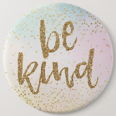 アクアピンクイエロー金ゴールド紙吹雪グリッタービー種 缶バッジ (正面)