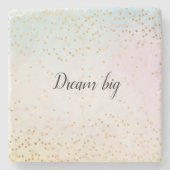 アクアピンクイエロー金ゴールド紙吹雪 ストーンコースター (正面)