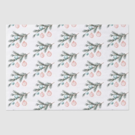 アクアピンククリスマスツリーブランチオーナメント 薄葉紙 (正面)