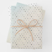 アクアピンククリーム絞り染めシルバーハート ラッピングペーパーシート (インサイチュ)