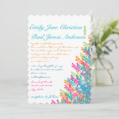 アクアピンクサンゴライムフローラ結婚式招待状 招待状 (スタンド正面)