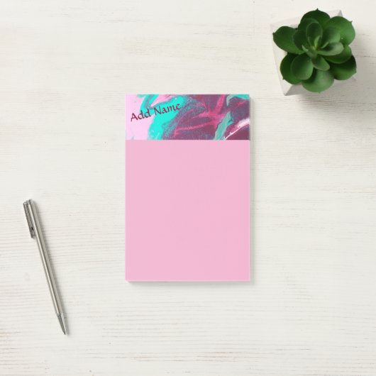 アクアピンクパーソナライズされた抽象芸術投稿ノート4x6 ポストイット (オフィス)
