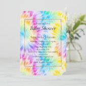アクアピンクパープルイエロー絞り染め花びら 招待状 (スタンド正面)