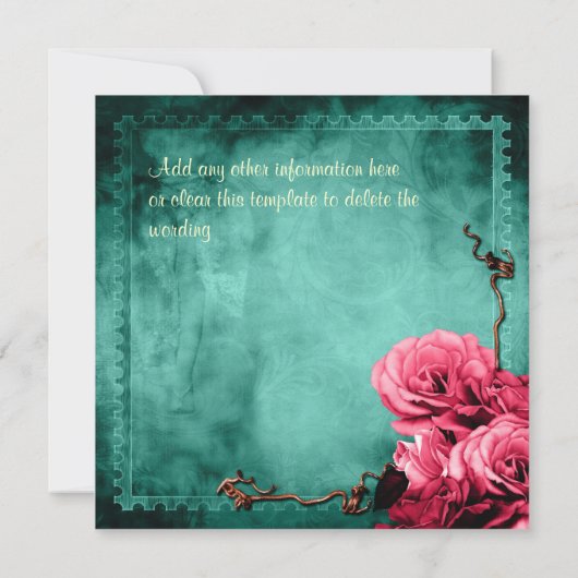 アクアピンクヴィンテージバラブライダル 招待状 (裏面)