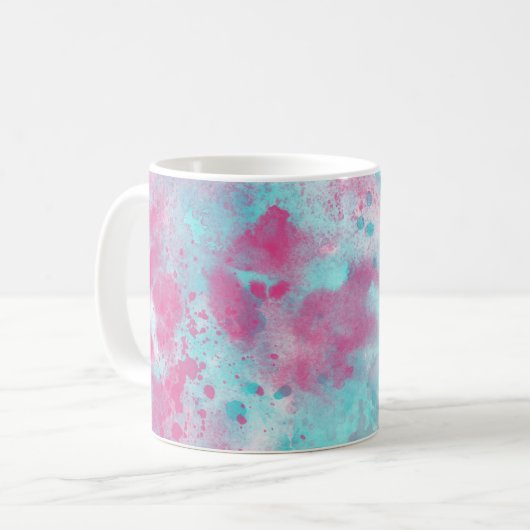 アクアピンク水彩洗剤&カスタマイズ可能なフォトマグカップ コーヒーマグカップ (正面左)