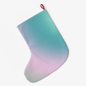 アクアピンク絞り染めグラデーション金ゴールドグリッターラブ ラージクリスマスストッキング (裏面 (吊り時))