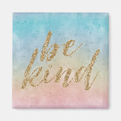 アクアピンク絞り染め金ゴールドグリッターBe kind マグネット (正面)