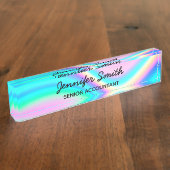 アクアピンク虹色レインボーウェーグラデーションブ デスクネームプレート (側面)