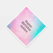 アクアピンク《写真》ぼけ味ハート誕生日 スタンダードランチョンナプキン (角)