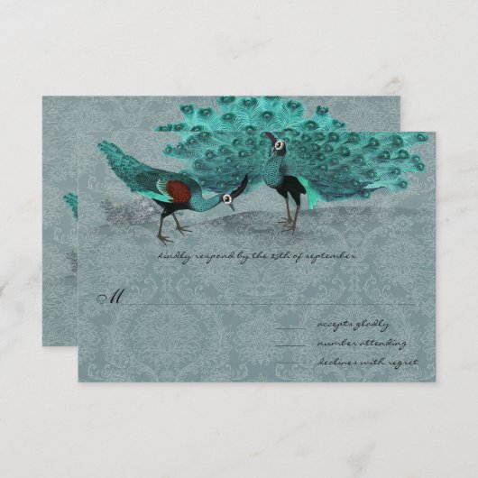 アクアピーコックメタリックエレガンス 招待状 (正面/裏面)