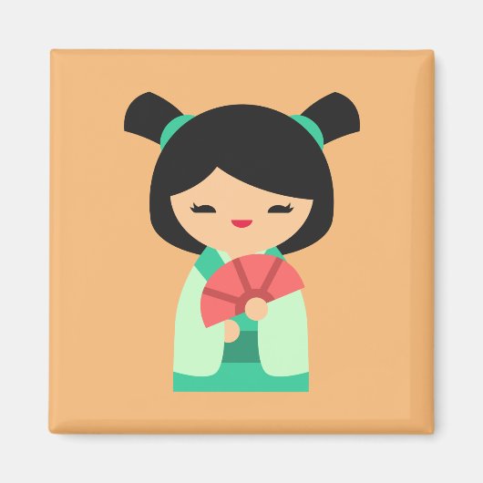 アクアピーチこけし日本の人形 マグネット (正面)