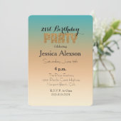 アクアピーチサンセットグラデーション金ゴールドグリッター 招待状 (スタンド正面)