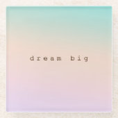 アクアピーチパープルピンク絞り染めグラデーションパーソナライズされた ガラスコースター (正面)