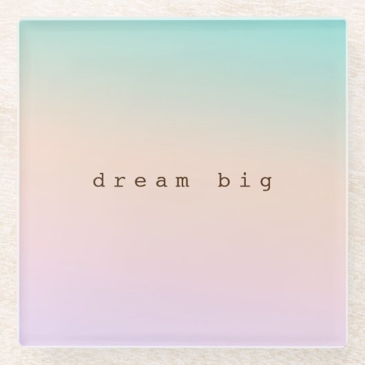 アクアピーチパープルピンク絞り染めグラデーションパーソナライズされた ガラスコースター (正面)