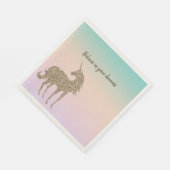 アクアピーチパープルピンク絞り染めグリッターユニコーン スタンダードランチョンナプキン (角)