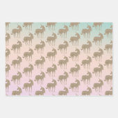 アクアピーチパープルピンク絞り染めグリッターユニコーン ラッピングペーパーシート (正面2)