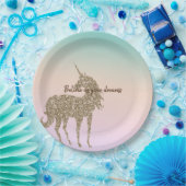 アクアピーチパープルピンク絞り染めユニコーン ペーパープレート (パーティー)