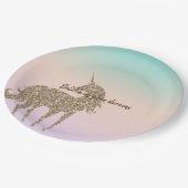 アクアピーチパープルピンク絞り染めユニコーン ペーパープレート (アングル)