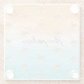 アクアピーチ金ゴールドトロピカルパームツリーズグラデーション ガラスコースター (裏面)