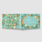 アクアピーチ ウェディング フローラル ローズ ゲストブック (全面)