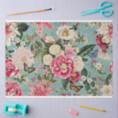 アクアファブリック上のフローラ配列牡丹 薄葉紙 (クラフト)