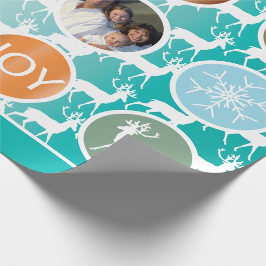 アクアファミリーフォトトナディースクリスマメリースブライト ラッピングペーパー (角)