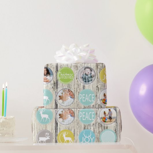 アクアファミリーフォトトナディースクリスマメリースブライト ラッピングペーパー (パーティーギフト)