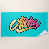 アクアファンキーブモダンルーハワイアンアロハ ビーチタオル (正面)