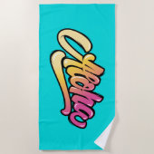 アクアファンキーブモダンルーハワイアンアロハ ビーチタオル (正面)