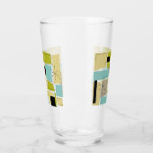 アクアファンキーブルーイエロー長方形ミッドセンチュリー タンブラーグラス (左)