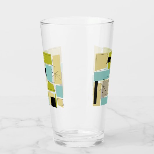 アクアファンキーブルーイエロー長方形ミッドセンチュリー タンブラーグラス (左)