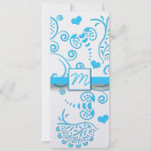 アクアファンキーブルーバタフライまたはのまわりに結婚ズ 招待状 (裏面)