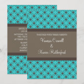 アクアファンシー格子結婚式招待状 招待状 (正面/裏面)