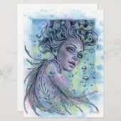アクアファンタジーニンフ人魚の女性アートカード (正面/裏面)