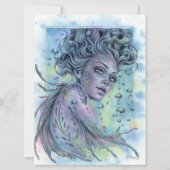 アクアファンタジーニンフ人魚の女性アートカード (正面)