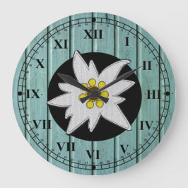 アクアフェイクウッド&エーデルワイス ラージ壁時計