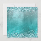 アクアフェイクブルーグリッターとフォイル40歳の誕生日 招待状 (裏面)