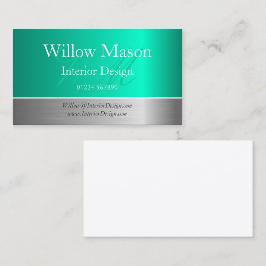 アクアフォイル&ブラッシュスチールモノグラム名刺 名刺 (正面/裏面)