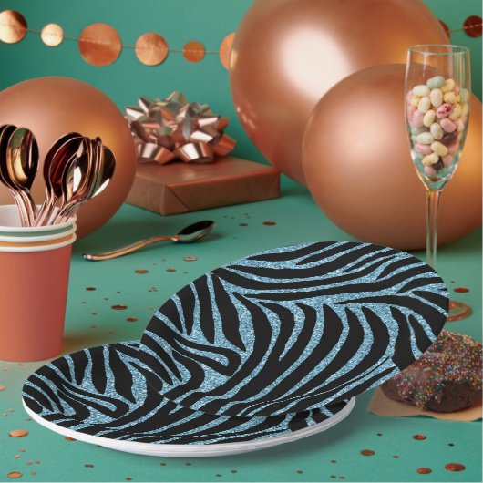 アクアフォーグリッターゼブラプリント ペーパープレート (複数)