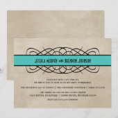 アクアフラリッシュ縁ど結婚式招待状 招待状 (正面/裏面)