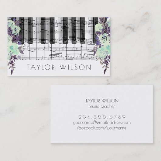 アクアフラワーズミュージック先生 名刺 (正面/裏面)