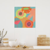 アクアフラワーポップ・アートの – ポスター (キッチン)