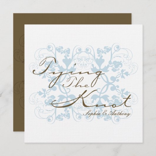 アクアフローラが花開く結び目の結婚式の招待 招待状 (正面/裏面)