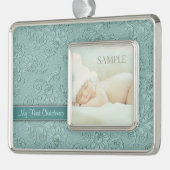 アクアフローラスワールベビー初めてのクリスマス シルバープレートフレームオーナメント (左)