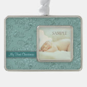 アクアフローラスワールベビー初めてのクリスマス シルバープレートフレームオーナメント (正面)